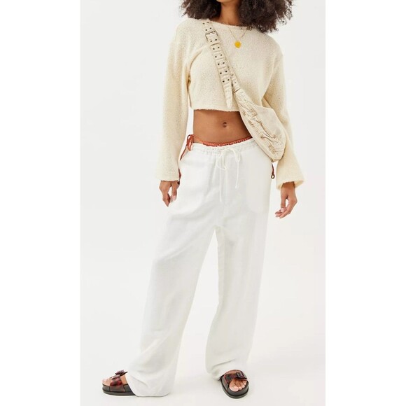 Urban Renewal Remnants Cropped Bell Sleeve Sweater Cream Textured Knit Small - Picture 10 of 10